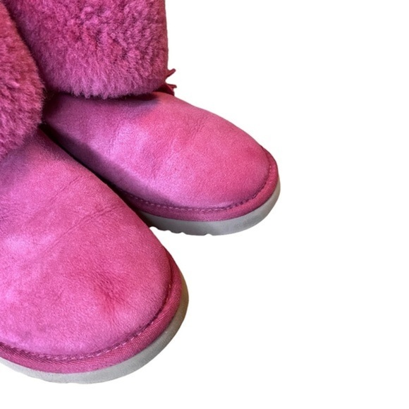 Ugg Pink Suede Sherling Lined Ankle Booties Size 7 - Picture 5 of 8